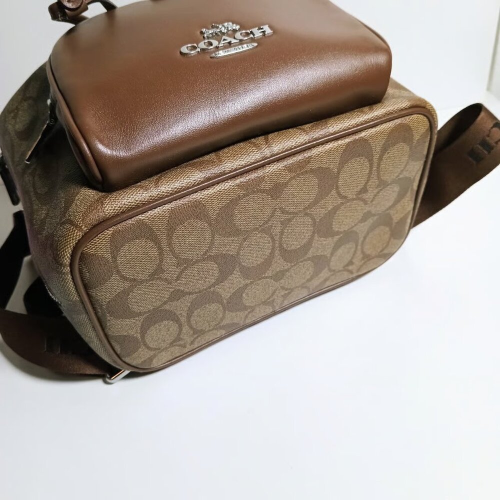 Coach Pace Backpack In Signature Canvas Khaki Saddle CR130 - Picture 6 of 9